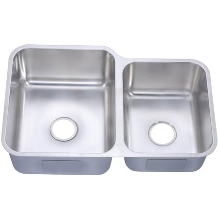 DAWN KITCHEN & BATH 30 in L Undermount Double Bowl Small Bowl On Right 16 Gauge DSU301916R